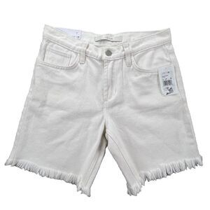 NWT‎ Joes Jeans Mid Rise Bermuda Cotton Shorts Size 24 Frayed Hem Ivory